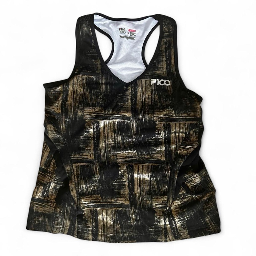 Fila 100 black and gold activewear fitness tank top